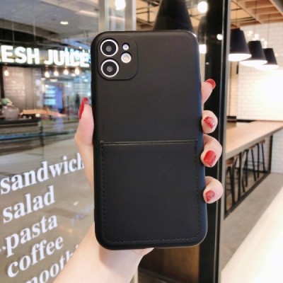 Apple iPhone 11 „Card Slot“ melns cieta silikona (TPU) apvalks ar iebūvētu karšu turētāju | Vacins.lv