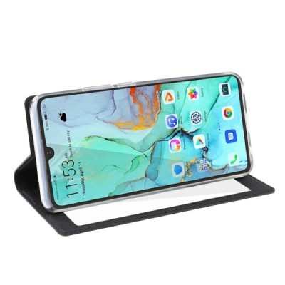 Huawei P30 Pro „Vili“ S S View Cover atvērams melns ādas maciņš | Vacins.lv