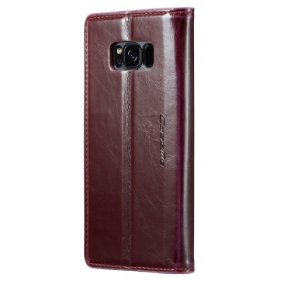 Samsung Galaxy S8+ (G955) „CaseMe“ Leather solidus atverčiamas bordo odinis dėklas - knygutė | Priedai.lt
