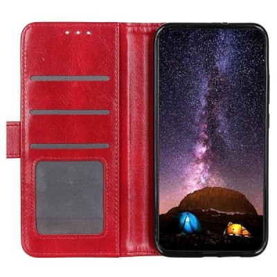 Samsung Galaxy S23 FE (Fan Edition) atvēramais ādas sarkans maciņš, grāmata (maks) | Vacins.lv