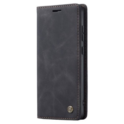 Samsung Galaxy S23 FE (Fan Edition) CaseMe Retro solīds atvēramais ādas melns maciņš - maks | Vacins.lv