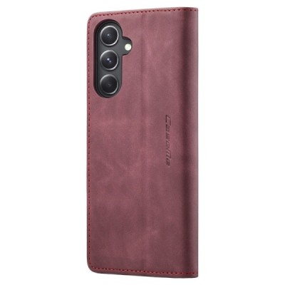 Samsung Galaxy S23 FE (Fan Edition) CaseMe Retro solīds atvēramais ādas bordo maciņš - maks | Vacins.lv