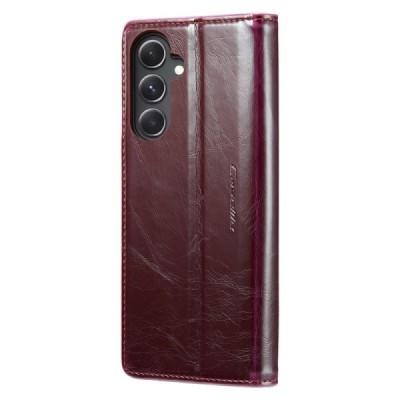 Samsung Galaxy S23 FE (Fan Edition) „CaseMe“ Leather solīds atvēramais ādas bordo maciņš - maks | Vacins.lv