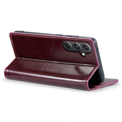Samsung Galaxy S23 FE (Fan Edition) „CaseMe“ Leather solīds atvēramais ādas bordo maciņš - maks | Vacins.lv