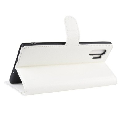 Samsung Galaxy Note 10+ (N975F) atvēramais balts ādas Litchi maciņš (maks) | Vacins.lv