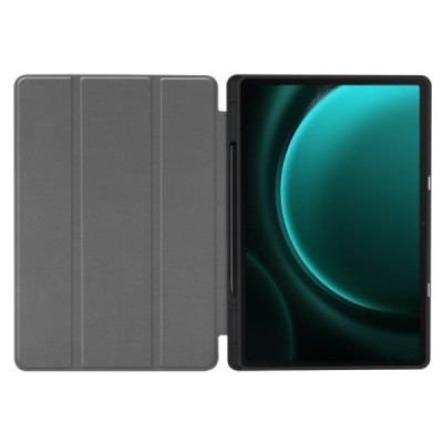 Samsung Galaxy Tab S10+, S9+, S9 FE+ atvēramais melns maciņš - maks ar vietu, kur ielikt stylus | Vacins.lv