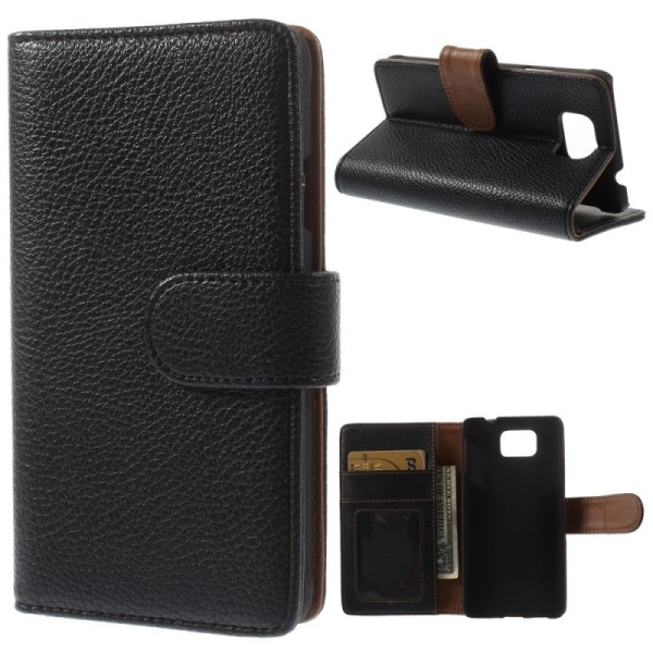 „Litchi“ atvēramais futrālis - melns (Galaxy Alpha)