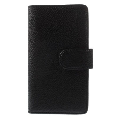 Samsung Galaxy Alpha G850 atvēramais melns ādas Litchi futrālis - maciņš / Vacins.lv