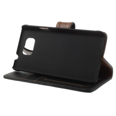 Samsung Galaxy Alpha G850 atvēramais melns ādas Litchi futrālis - maciņš / Vacins.lv