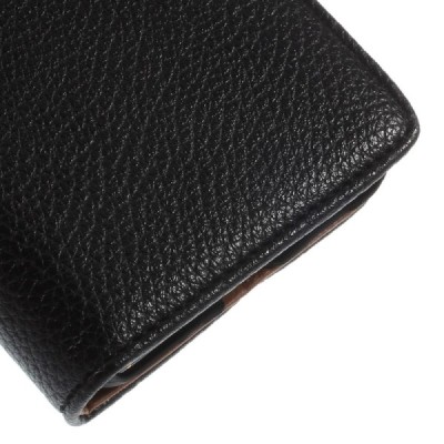 Samsung Galaxy Alpha G850 atvēramais melns ādas Litchi futrālis - maciņš / Vacins.lv