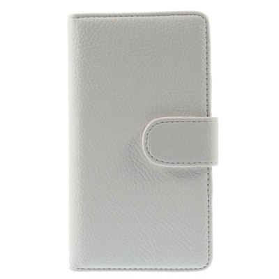 Samsung Galaxy Alpha G850 atvēramais balts ādas Litchi futrālis - maciņš / Vacins.lv