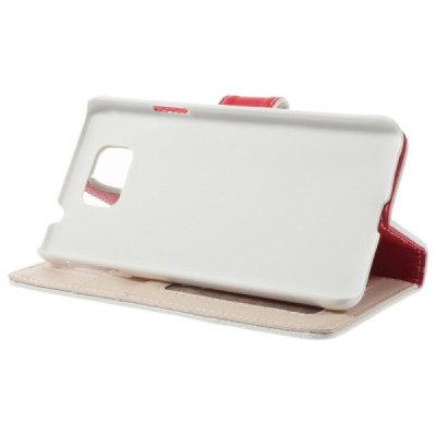 Samsung Galaxy Alpha G850 atvēramais balts ādas Litchi futrālis - maciņš / Vacins.lv