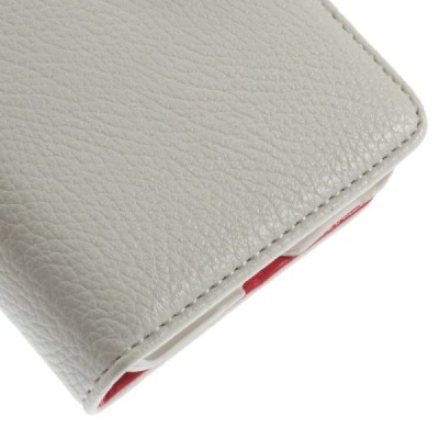 Samsung Galaxy Alpha G850 atvēramais balts ādas Litchi futrālis - maciņš / Vacins.lv