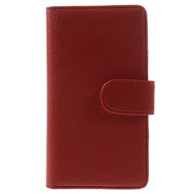 Samsung Galaxy Alpha G850 atvēramais sarkans ādas Litchi futrālis - maciņš / Vacins.lv