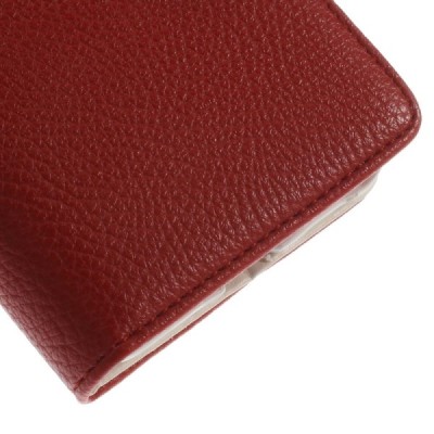 Samsung Galaxy Alpha G850 atvēramais sarkans ādas Litchi futrālis - maciņš / Vacins.lv