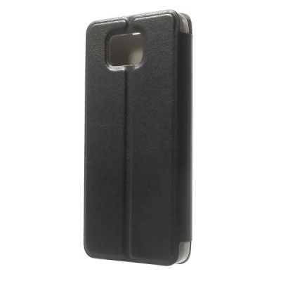 Samsung Galaxy Alpha G850 atvērams melns ādas futrālis - maciņš / Vacins.lv