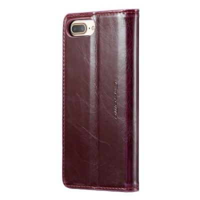 Apple iPhone 7 Plus „CaseMe“ Leather solidus atverčiamas bordo odinis dėklas - knygutė | Priedai.lt