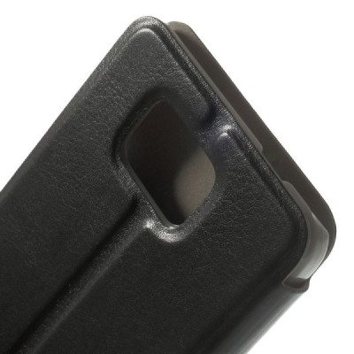 Samsung Galaxy Alpha G850 atvērams melns ādas futrālis - maciņš / Vacins.lv