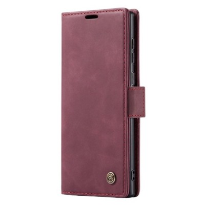 Samsung Galaxy S24 Ultra (SM-S928) CaseMe Retro solīds atvēramais ādas bordo maciņš - maks | Vacins.lv