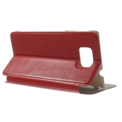 Samsung Galaxy Alpha G850 atvērams sarkans ādas futrālis - maciņš / Vacins.lv