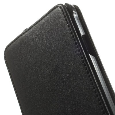 Samsung Galaxy Alpha G850 klasisks ādas vertikāli atvēramais melns futrālis / Vacins.lv