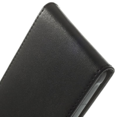 Samsung Galaxy Alpha G850 klasisks ādas vertikāli atvēramais melns futrālis / Vacins.lv