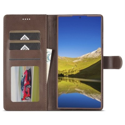 Samsung Galaxy S23 Ultra (SM-S918) „Lc.Imeeke“ tumši brūns ādas atvērams maciņš | Vacins.lv