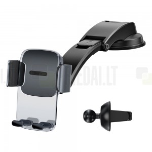 „Baseus“ Easy Control Clamp Set juodas automobilinis laikiklis (į groteles / ant panelės)