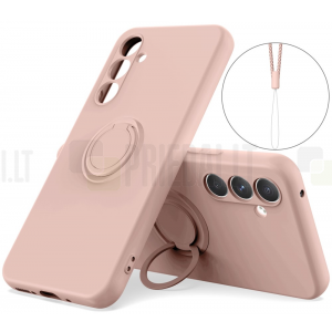 Samsung Galaxy A15 "Dechen" Ring Kickstand kieto silikono (TPU) dėklas - rožinis