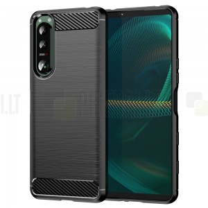 Sony Xperia 5 III „Carbon“ kieto silikono TPU juodas dėklas - nugarėlė