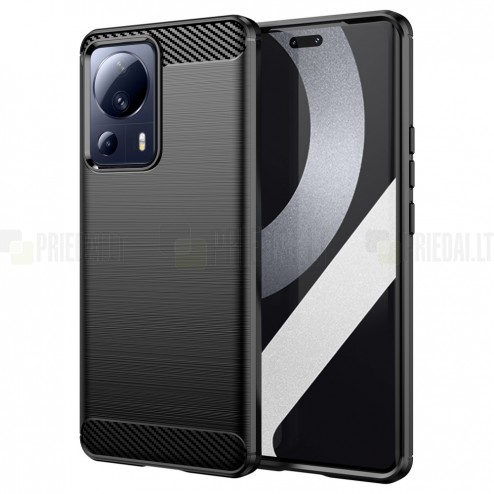 Xiaomi Lite 13 „Carbon“ kieto silikono TPU juodas dėklas - nugarėlė | Priedai.lt
