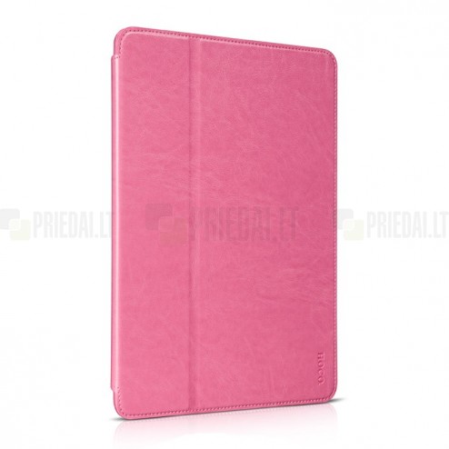 Prabangus „HOCO“ Retro Crystal serijos odinis atverčiamas rožinis Apple iPad Air 2 dėklas