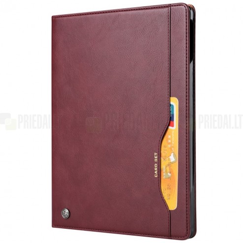 Prabangus „Comma“ odinis atverčiamas bordo Apple iPad Pro 11 (2021 / 2020 / 2018 / Air 4 2020) dėklas