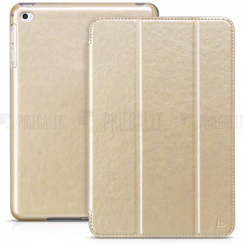 Prabangus „HOCO“ Retro Crystal serijos odinis atverčiamas auksinis Apple iPad mini 4 (iPad mini 2019) dėklas