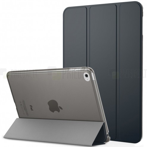 Apple iPad mini 4 (iPad mini 2019) atverčiamas juodas slim case odinis dėklas - stovas