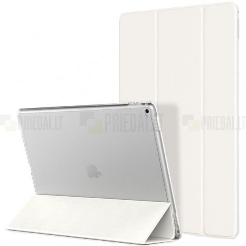 Apple iPad Pro 12.9" atverčiamas baltas slim case odinis dėklas - knygutė