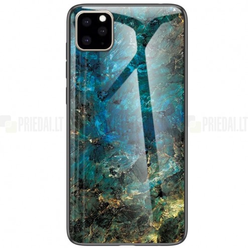 Apple iPhone 11 Pro „Marble“ kieto silikono TPU mėlynas dėklas - nugarėlė