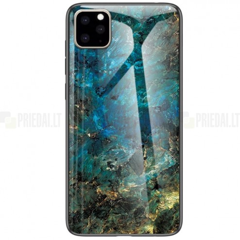 Apple iPhone 11 Pro Max „Marble“ kieto silikono TPU mėlynas dėklas - nugarėlė
