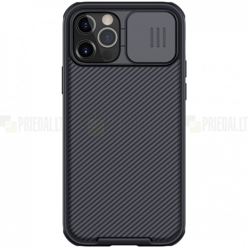 Apple iPhone 12 (12 Pro) „Nillkin“ CamShield Pro MagSafe juodas dėklas, nugarėlė su kameros apsauga