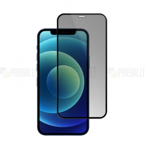 Apple iPhone 12 (iPhone 12 Pro) „Mocolo“ 9H Tempered Glass privatumo sustiprintos apsaugos juodas pilnai dengiantis apsauginis ekrano stiklas 0,26 mm