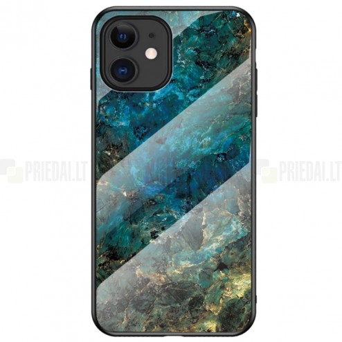 Apple iPhone 12 Mini „Marble“ kieto silikono TPU mėlynas dėklas - nugarėlė