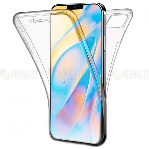 Apple iPhone 12 Mini skaidrus (permatomas) dvigubas kieto silikono TPU ploniausias pasaulyje dėklas