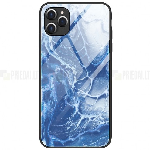 Apple iPhone 12 (12 Pro) „Marble“ Skin kieto silikono TPU mėlynas dėklas - nugarėlė