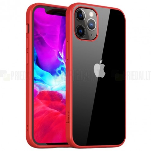 Apple iPhone 12 Pro Max „IPAKY“ Royal silikoninis skaidrus permatomas dėklas su raudonu rėmeliu