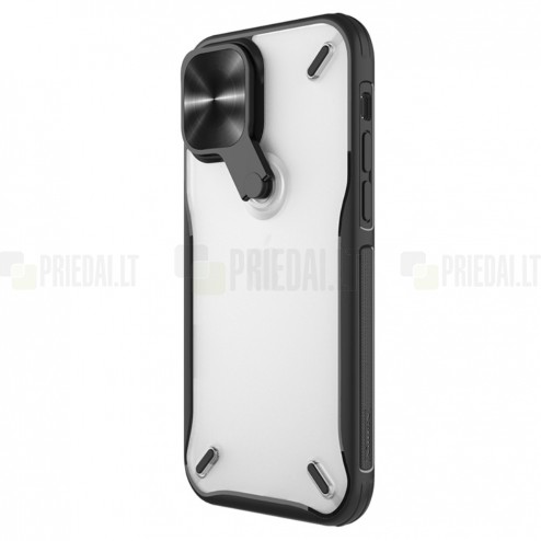 Apple iPhone 12 (12 Pro) „Nillkin“ CamShield Kickstand skaidrus dėklas, nugarėlė su kameros apsauga