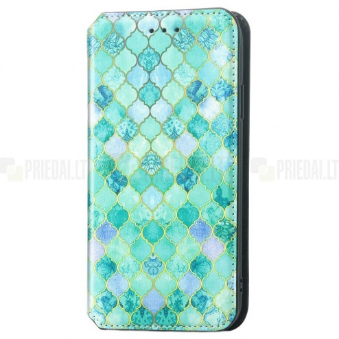 Apple iPhone 13 atverčiamas spalvotas „Caseneo“ Emerald odinis dėklas - knygutė