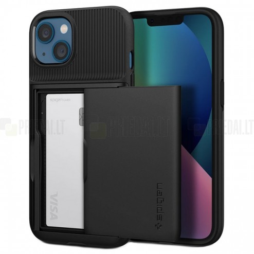 „Spigen“ Slim Armor CS Apple iPhone 13 juodas kieto silikono dėklas