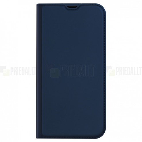 „Dux Ducis“ Skin serijos Apple iPhone 14 tamsiai mėlynas odinis atverčiamas dėklas
