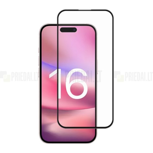 Apple iPhone 16 „Mocolo“ 2.5D 9H Tempered Glass sustiprintos apsaugos juodas pilnai dengiantis apsauginis ekrano stiklas 0,26 mm
