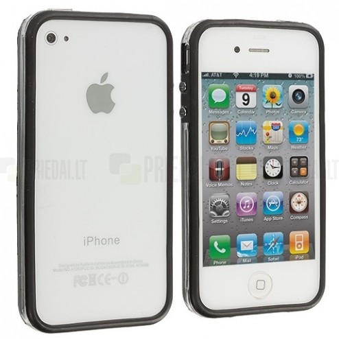 Apple iPhone 4 ir 4S skaidrus permatomas rėmelis (kraštų apvadas, bamperis) - juodas